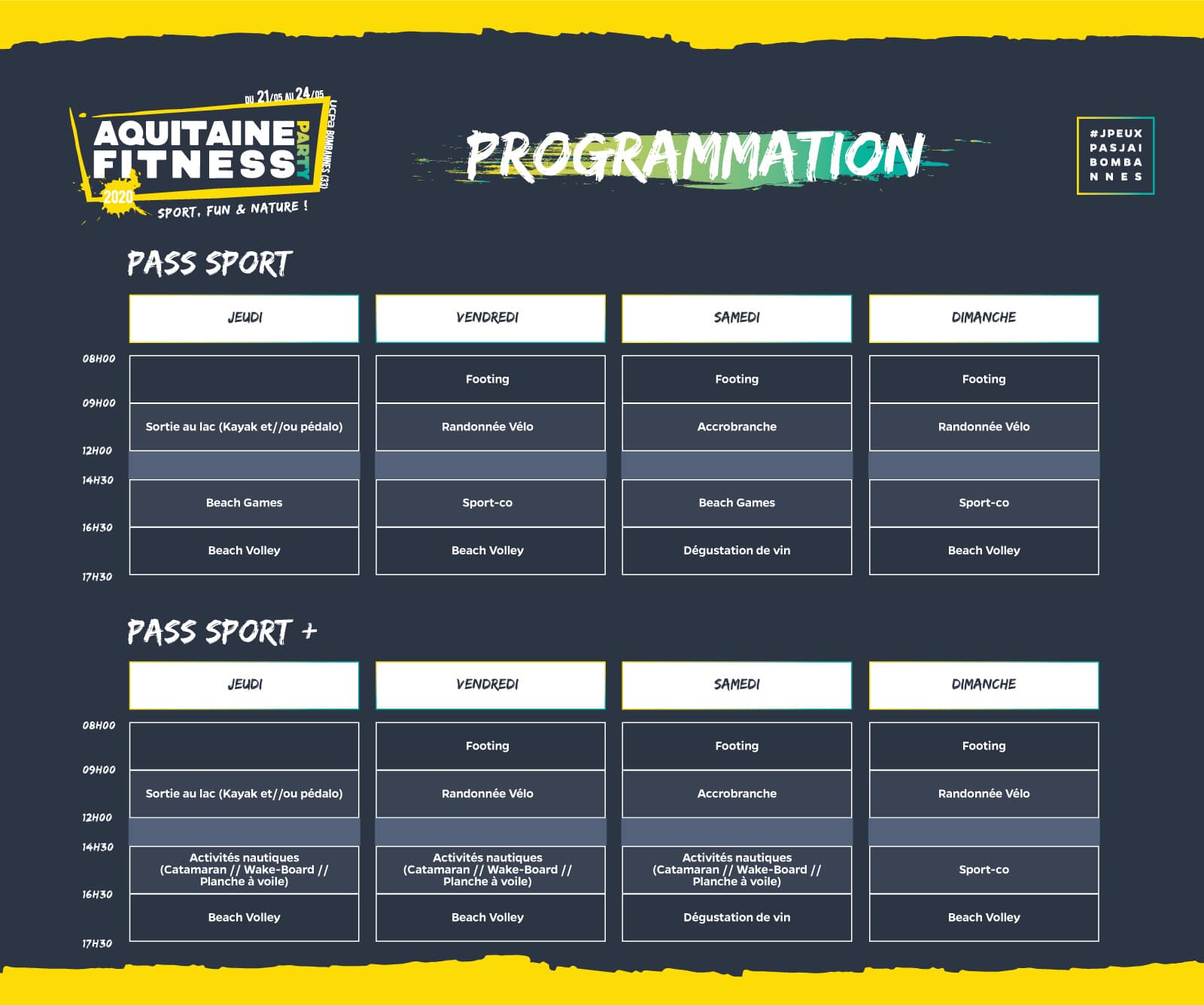 Programmation • Aquitaine Fitness Party 2020 ☀ UCPA Bombannes ☀ "Sport