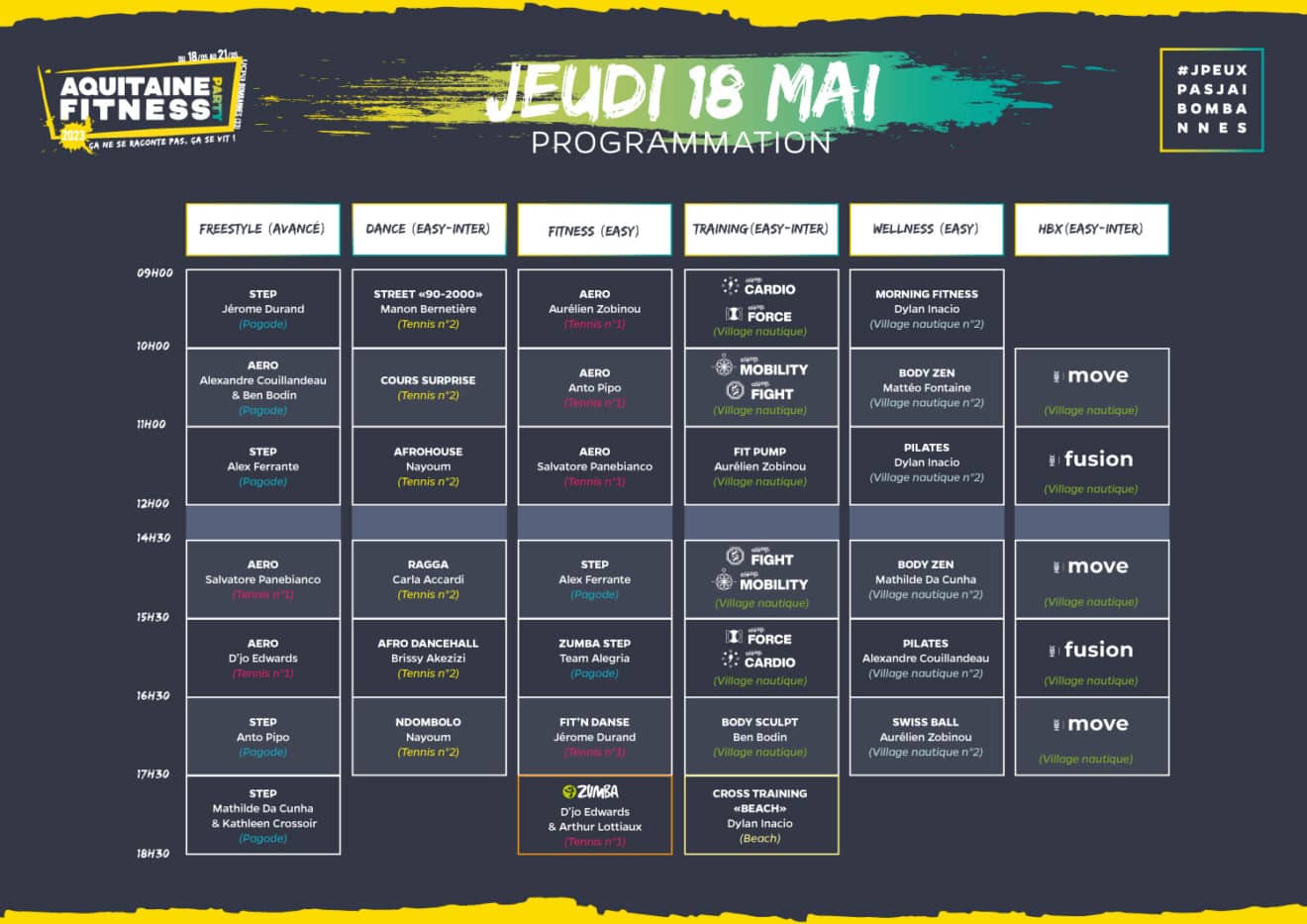 Programmation • Aquitaine Fitness Party ☀ UCPA Bombannes ☀ "Ça ne se